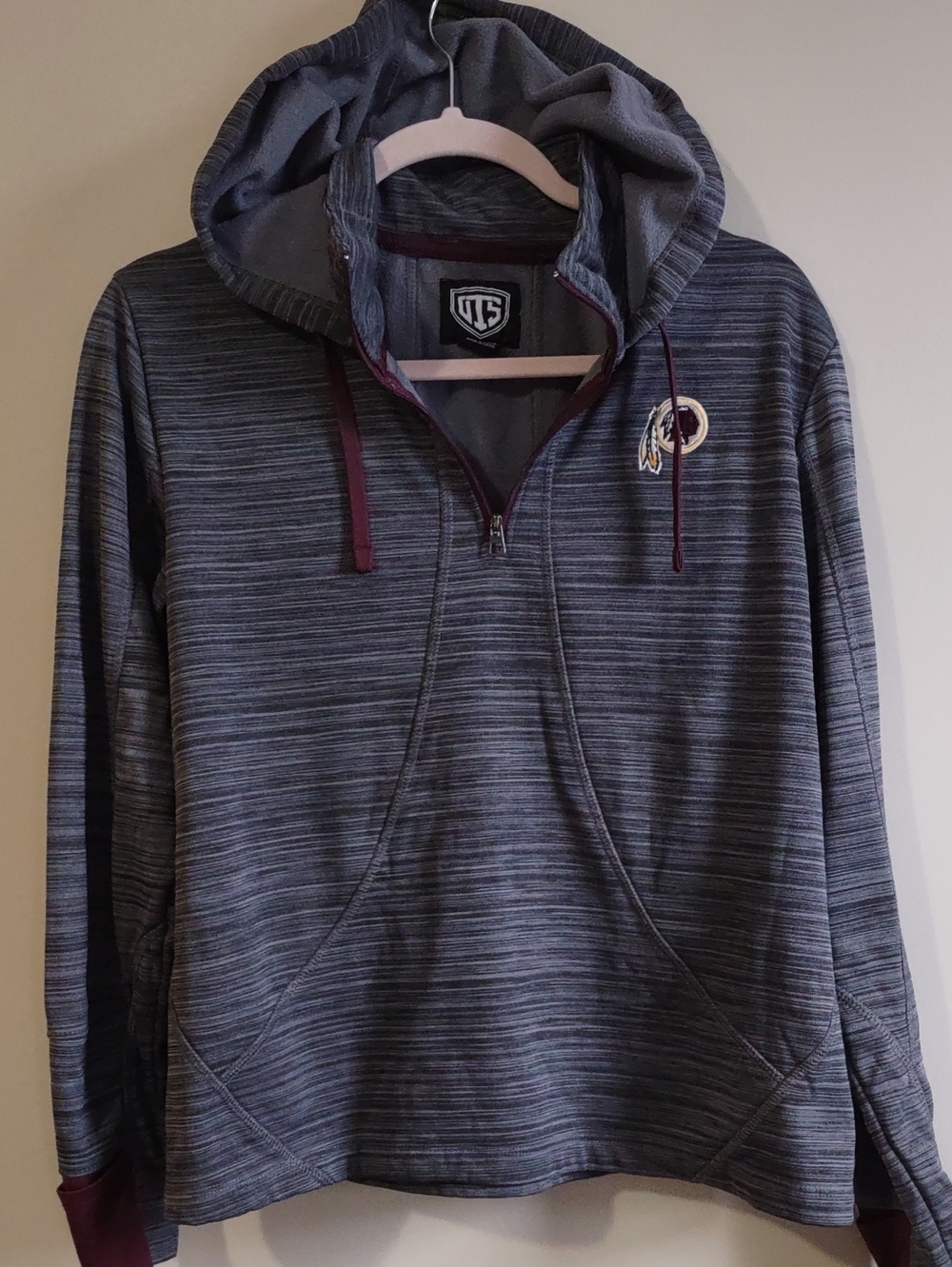 Vintage Washington Redskins UTS Heathered Gray 1/4 Zip Pullover Hoodie Women